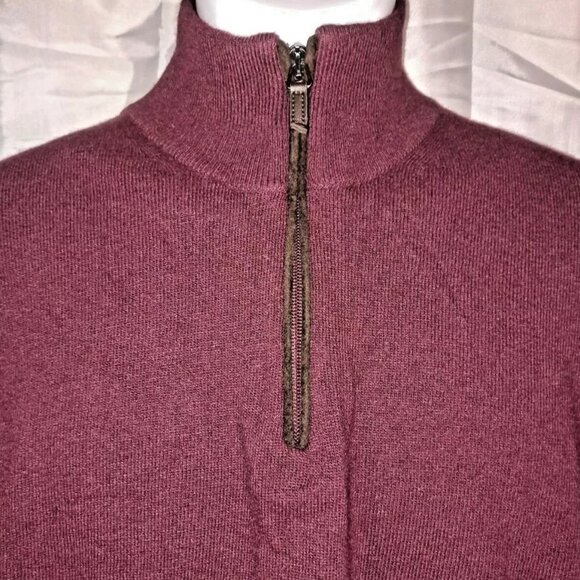 FILIPPO RIBERTI 1/4 Zip Sweater Men's XL Maroon/Red Italian Merino Wool/Cashmere - Picture 4 of 11